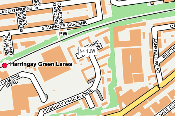 N4 1UW map - OS OpenMap – Local (Ordnance Survey)