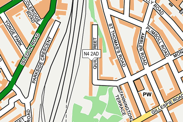 N4 2AD map - OS OpenMap – Local (Ordnance Survey)