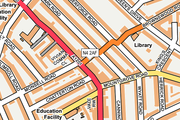 N4 2AF map - OS OpenMap – Local (Ordnance Survey)