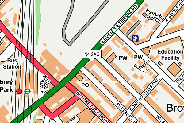 N4 2AG map - OS OpenMap – Local (Ordnance Survey)