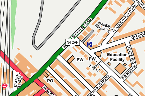 N4 2AP map - OS OpenMap – Local (Ordnance Survey)