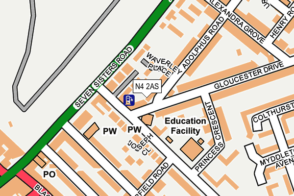 N4 2AS map - OS OpenMap – Local (Ordnance Survey)