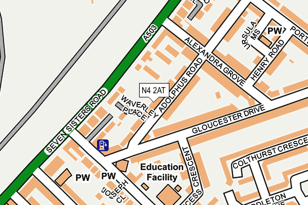 N4 2AT map - OS OpenMap – Local (Ordnance Survey)