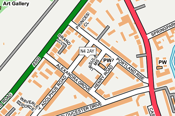 N4 2AY map - OS OpenMap – Local (Ordnance Survey)