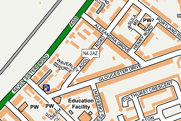 N4 2AZ map - OS OpenMap – Local (Ordnance Survey)