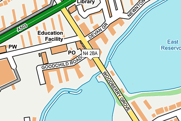 N4 2BA map - OS OpenMap – Local (Ordnance Survey)