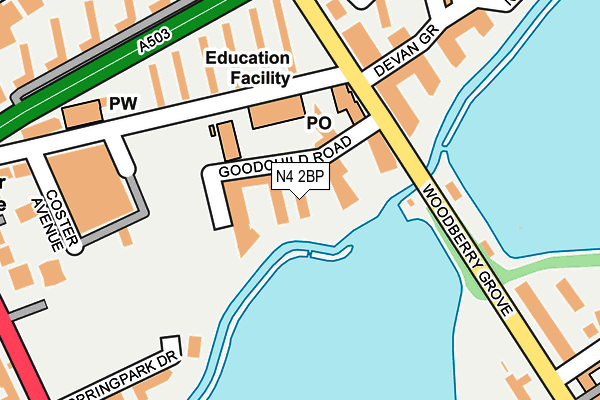 N4 2BP map - OS OpenMap – Local (Ordnance Survey)