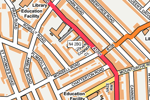 N4 2BQ map - OS OpenMap – Local (Ordnance Survey)