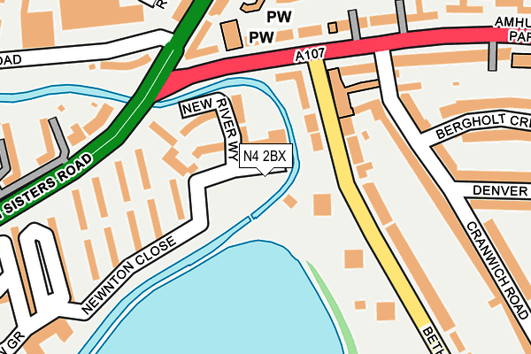 N4 2BX map - OS OpenMap – Local (Ordnance Survey)