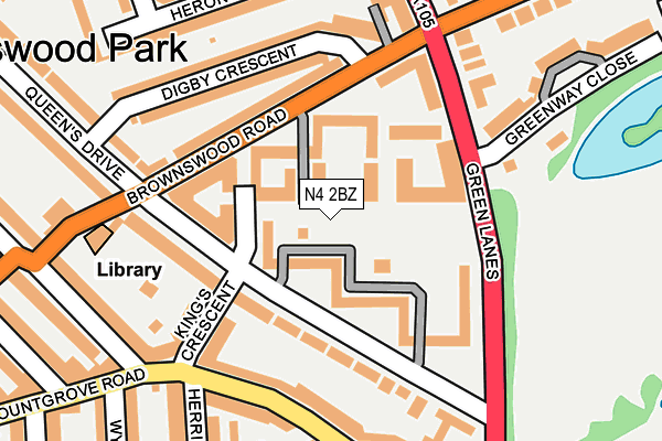 N4 2BZ map - OS OpenMap – Local (Ordnance Survey)