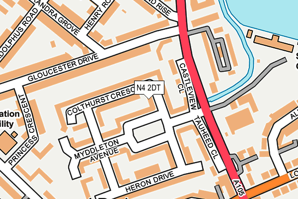 N4 2DT map - OS OpenMap – Local (Ordnance Survey)