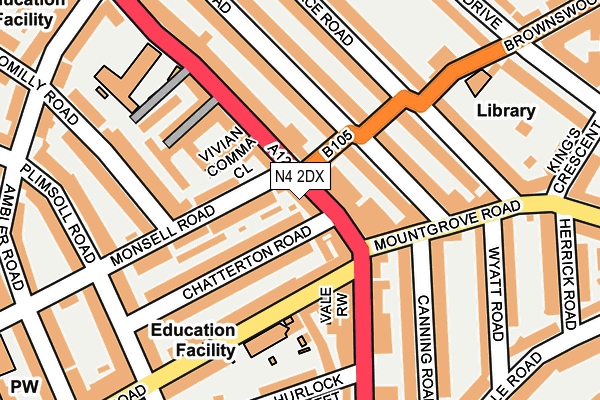 N4 2DX map - OS OpenMap – Local (Ordnance Survey)