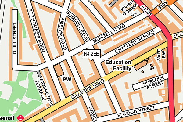 N4 2EE map - OS OpenMap – Local (Ordnance Survey)