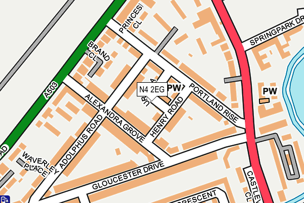 N4 2EG map - OS OpenMap – Local (Ordnance Survey)