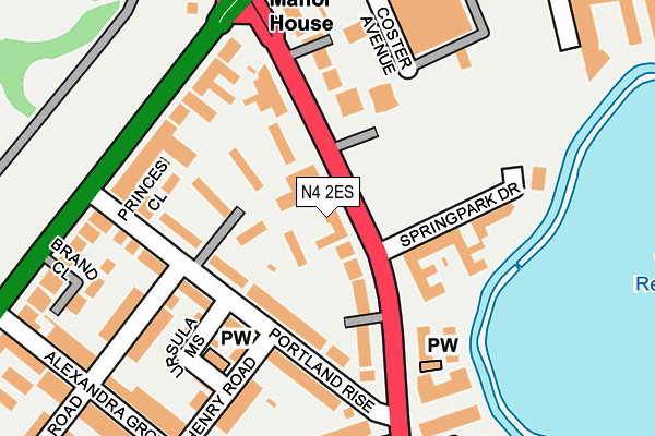 N4 2ES map - OS OpenMap – Local (Ordnance Survey)
