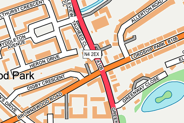 N4 2EX map - OS OpenMap – Local (Ordnance Survey)
