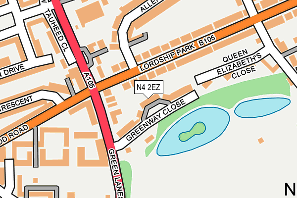 N4 2EZ map - OS OpenMap – Local (Ordnance Survey)