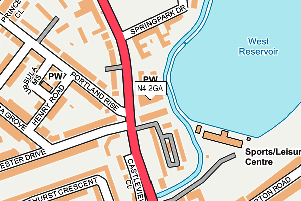 N4 2GA map - OS OpenMap – Local (Ordnance Survey)