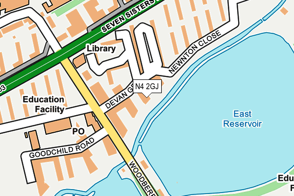 N4 2GJ map - OS OpenMap – Local (Ordnance Survey)