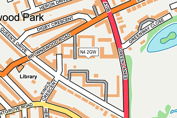 N4 2GW map - OS OpenMap – Local (Ordnance Survey)