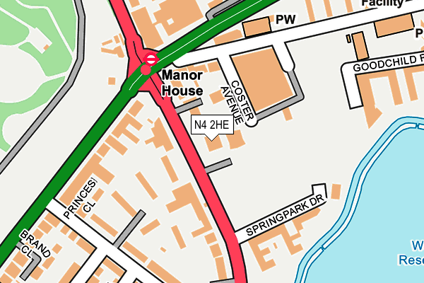 N4 2HE map - OS OpenMap – Local (Ordnance Survey)