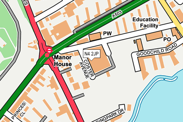 N4 2JP map - OS OpenMap – Local (Ordnance Survey)