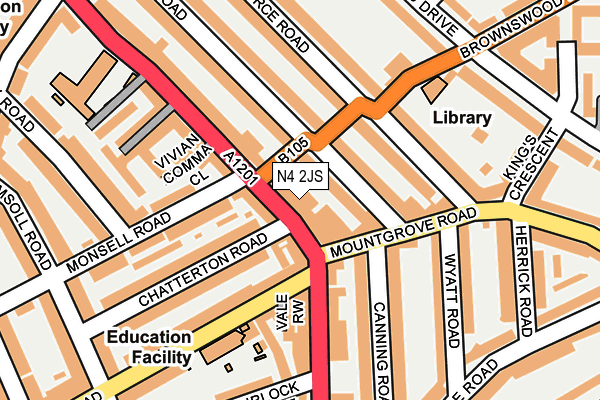 N4 2JS map - OS OpenMap – Local (Ordnance Survey)