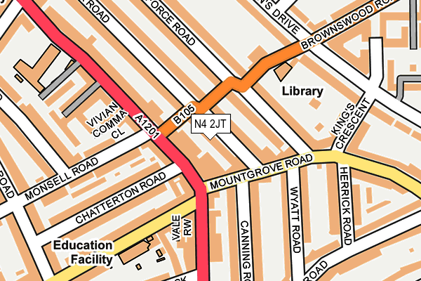 N4 2JT map - OS OpenMap – Local (Ordnance Survey)