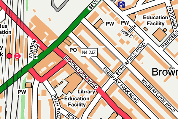 N4 2JZ map - OS OpenMap – Local (Ordnance Survey)