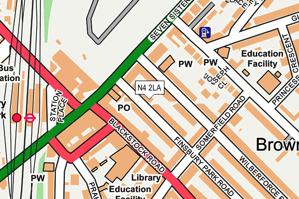 N4 2LA map - OS OpenMap – Local (Ordnance Survey)