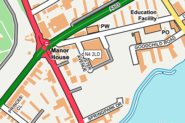 N4 2LD map - OS OpenMap – Local (Ordnance Survey)
