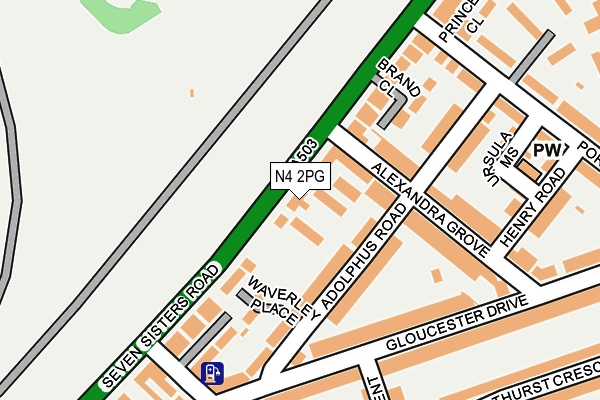 N4 2PG map - OS OpenMap – Local (Ordnance Survey)
