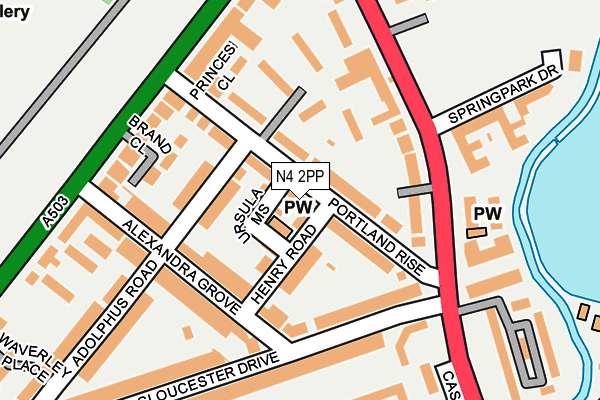 N4 2PP map - OS OpenMap – Local (Ordnance Survey)