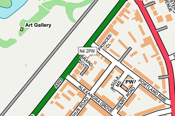 N4 2PW map - OS OpenMap – Local (Ordnance Survey)