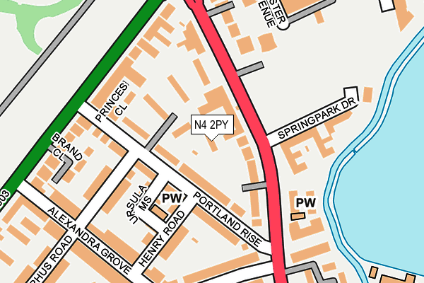 N4 2PY map - OS OpenMap – Local (Ordnance Survey)