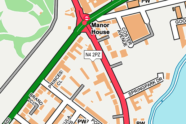 N4 2PZ map - OS OpenMap – Local (Ordnance Survey)
