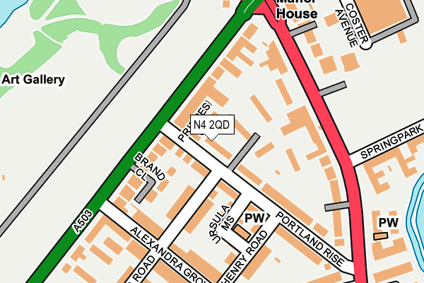 N4 2QD map - OS OpenMap – Local (Ordnance Survey)