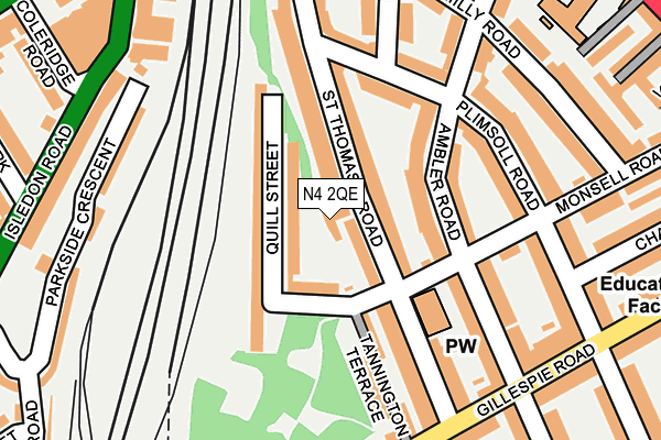N4 2QE map - OS OpenMap – Local (Ordnance Survey)