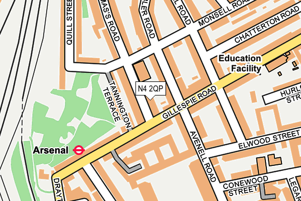 N4 2QP map - OS OpenMap – Local (Ordnance Survey)