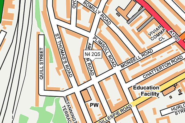 N4 2QS map - OS OpenMap – Local (Ordnance Survey)