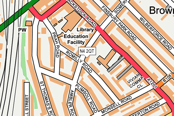 N4 2QT map - OS OpenMap – Local (Ordnance Survey)