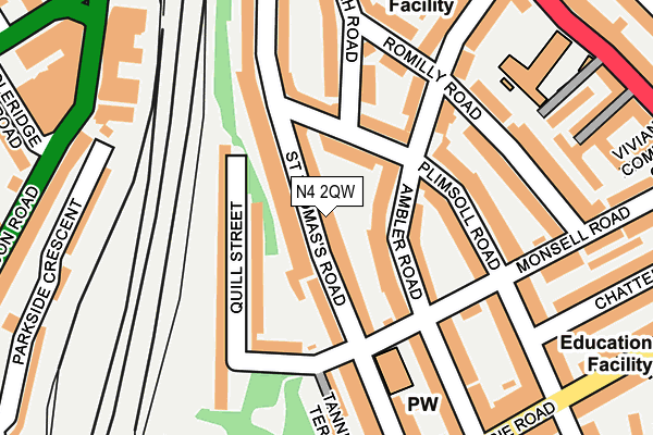 N4 2QW map - OS OpenMap – Local (Ordnance Survey)