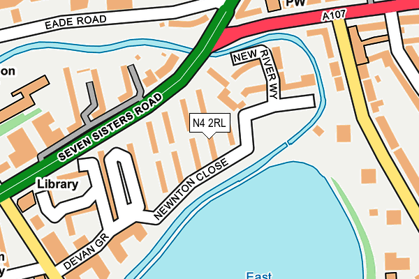 N4 2RL map - OS OpenMap – Local (Ordnance Survey)