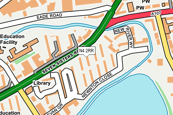 N4 2RR map - OS OpenMap – Local (Ordnance Survey)