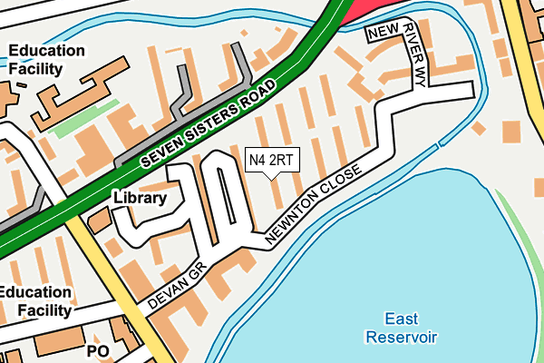 N4 2RT map - OS OpenMap – Local (Ordnance Survey)