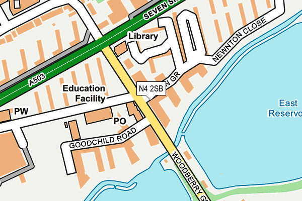 N4 2SB map - OS OpenMap – Local (Ordnance Survey)