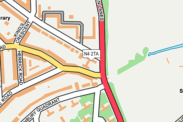 N4 2TA map - OS OpenMap – Local (Ordnance Survey)