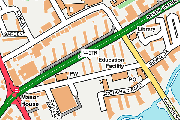 N4 2TR map - OS OpenMap – Local (Ordnance Survey)