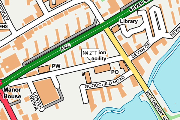 N4 2TT map - OS OpenMap – Local (Ordnance Survey)