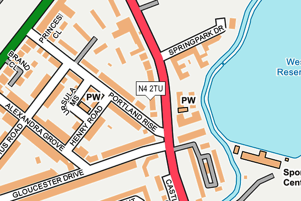 N4 2TU map - OS OpenMap – Local (Ordnance Survey)